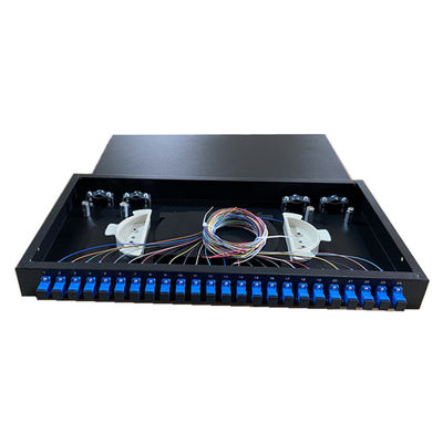 Bảng điều khiển cáp quang gắn trên giá cố định 1U 19&quot; 24 cổng Bộ điều hợp đơn giản ODF SC