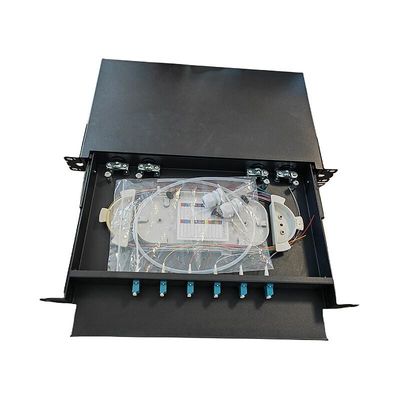 Bảng điều khiển cáp quang 6 cổng SC 12 Cốt lõi 1U Rack Mount Fiber Enclosure