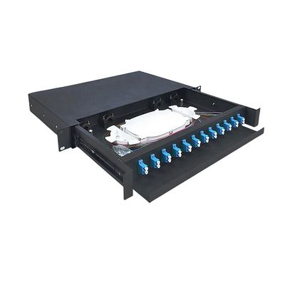 Bảng điều khiển sợi quang 1U 12 cổng Hộp đầu cuối cáp quang song công LC