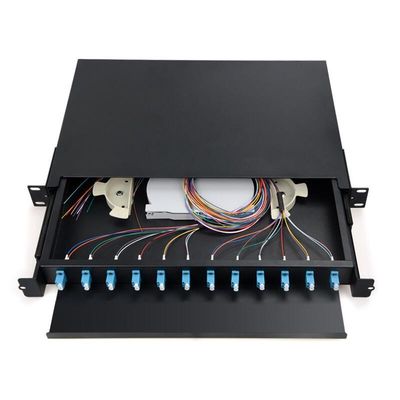 Bảng điều khiển sợi quang 1U 12 cổng Hộp đầu cuối cáp quang song công LC