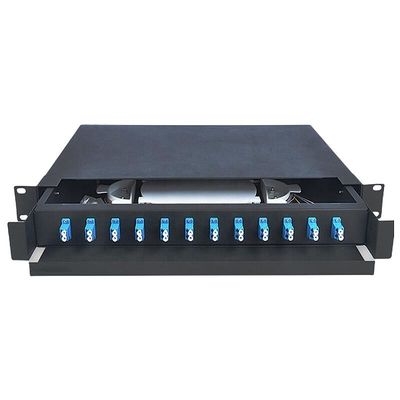 Bảng điều khiển sợi quang 1U 12 cổng Hộp đầu cuối cáp quang song công LC