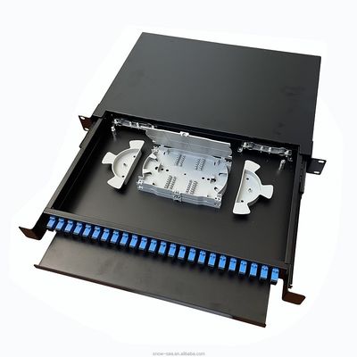 Bảng điều khiển sợi quang 1U 24 cổng Hộp kết thúc sợi quang màu đen Giá đỡ
