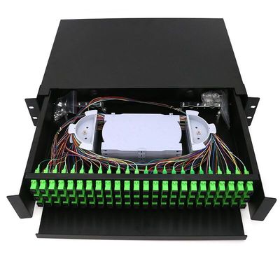 19 Inch 2U Rack Mount Enclosure ODF 72 Cốt lõi Fiber Patch Panel Loại trượt