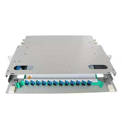 Bảng vá lỗi 1U ODF Khung phân phối gắn giá đỡ Bảng điều khiển sợi quang 12 lõi SM