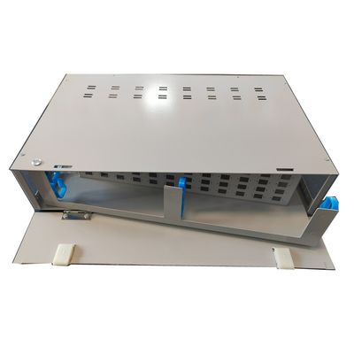 Bảng vá lỗi 48 cổng màu xám Loại xoay hộp phân phối sợi quang 2U SC