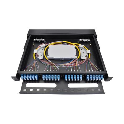 Bảng điều khiển sợi quang gắn trên giá đỡ MPO Bảng điều khiển sợi quang 24 cổng LC 1U