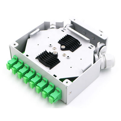 8 sợi Sc / Apc Fiber Optic Din Rail Terminal Box Thép cán nguội màu xám