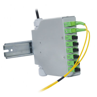 8 sợi Sc / Apc Fiber Optic Din Rail Terminal Box Thép cán nguội màu xám