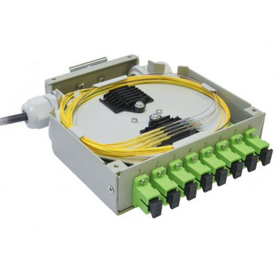 8 sợi Sc / Apc Fiber Optic Din Rail Terminal Box Thép cán nguội màu xám