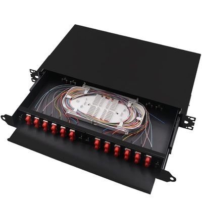 Hộp kết thúc sợi quang gắn giá đỡ màu đen FC Patch Panel ODF 24Cốt lõi
