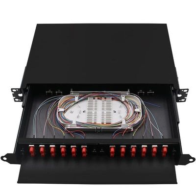 Hộp kết thúc sợi quang gắn giá đỡ màu đen FC Patch Panel ODF 24Cốt lõi