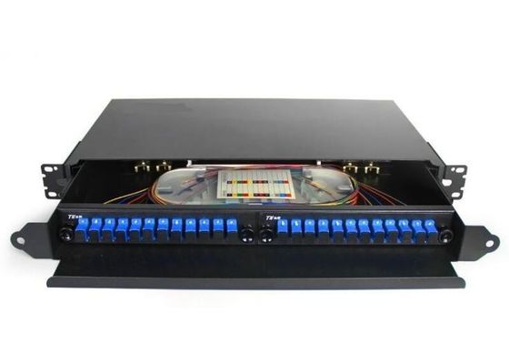 Hộp kết thúc sợi quang gắn giá đỡ màu đen FC Patch Panel ODF 24Cốt lõi