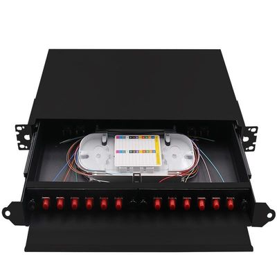 Hộp kết thúc sợi quang gắn giá đỡ màu đen FC Patch Panel ODF 24Cốt lõi
