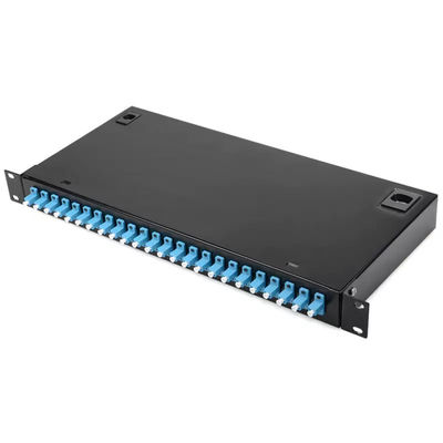 Bảng điều khiển Rackmount Patch Kim loại Hộp kết thúc FTTH Wallmount 24 Bộ ghép song công LC