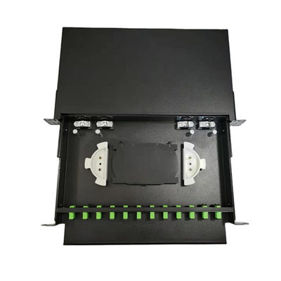 Hộp đầu cuối sợi quang kim loại đen 24 cổng 430x200x46mm